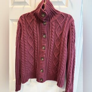 St. John's Bay Cable Knit Cardigan - Burgundy